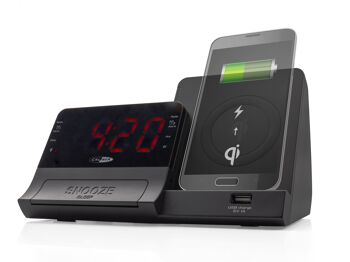 Radio-réveil Caliber avec Bluetooth, USB et chargeur Qi - Noir (HCG012QI-BT) 2