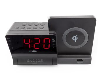 Radio-réveil Caliber avec Bluetooth, USB et chargeur Qi - Noir (HCG012QI-BT) 3