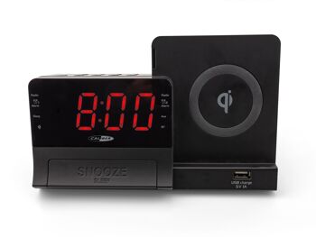 Radio-réveil Caliber avec Bluetooth, USB et chargeur Qi - Noir (HCG012QI-BT) 4