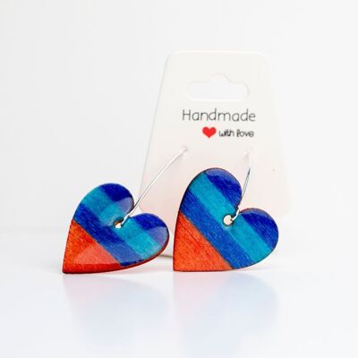 Blue and Orange Heart Earrings