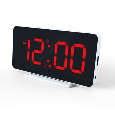 Reloj despertador delgado con carga USB - Indicador rojo (HCG022)