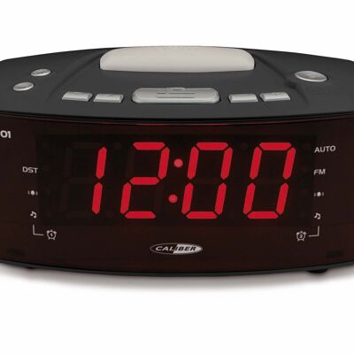 Radio reloj con alarma doble y luz despertador - Negro (HCG101)