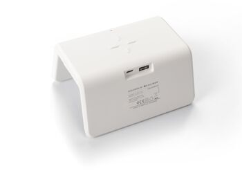 Réveil avec chargement sans fil, USB et grand écran - Blanc (HCG019QI-W) 3