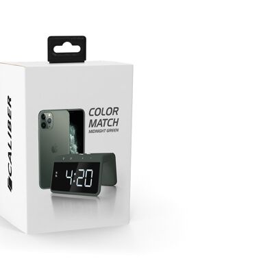 USB Wireless Charging Alarm Clock with Large Display - Midnight Green (HCG019QI-MG)