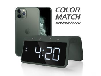 Réveil de charge sans fil USB avec grand écran - Vert minuit (HCG019QI-MG) 7