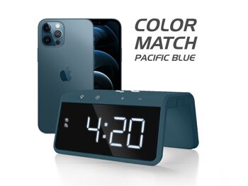 Réveil de charge sans fil USB avec grand écran - Bleu Pacifique (HCG019QI-PB) 8