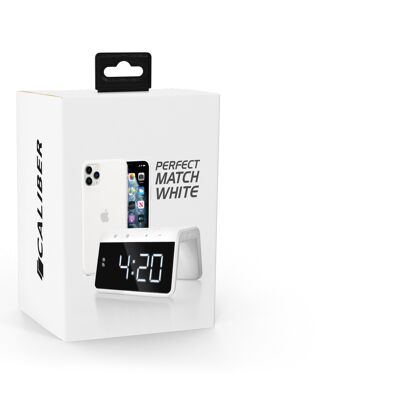 USB Wireless Charging Alarm Clock with Large Display - White (HCG019QI-WA)