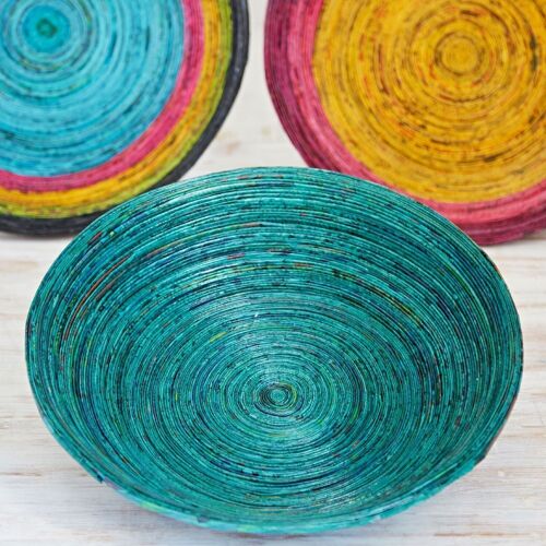 Extra Large Recycled Newspaper Bowl - Teal