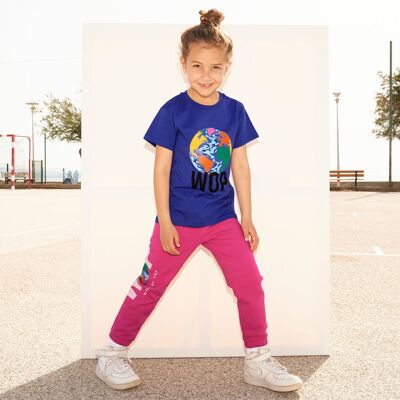 Blaues Kurzarm-T-Shirt für Kinder aus Bio-Baumwolle