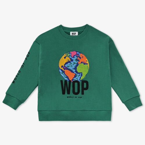 Sweatshirt brodé pour enfants en Coton Bio Vert