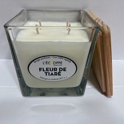 SCENTED CANDLE WAX 100% VEGETABLE SOYA - 10X10 4 WICKS 350 G FLEUR DE TIARE