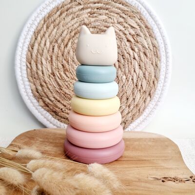Silicone Stacking Tower Cat - Pink
