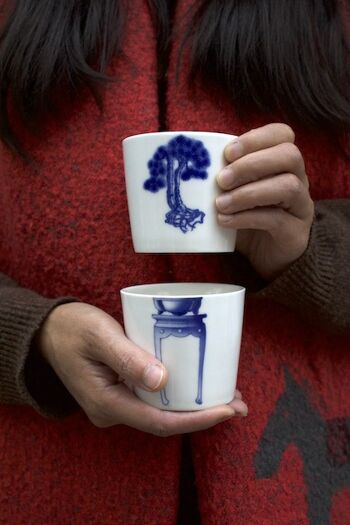 Bonsai Cups-Pine, café et thé en porcelaine, design artistique, articles à boire, ensemble de tasses, cadeau de mariage, meilleur cadeau pour elle/lui 3