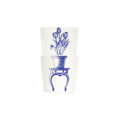 Tazas de bonsái: tulipán, café y té de porcelana, diseño artístico, artículos para beber, juego de tazas, regalo de boda, el mejor regalo para él / ella