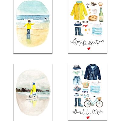 Set of 4 Breton Art Cards 01