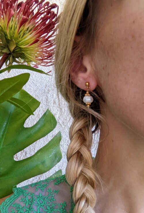 Boucles d'oreilles Jakarta - 2- Perle blanche