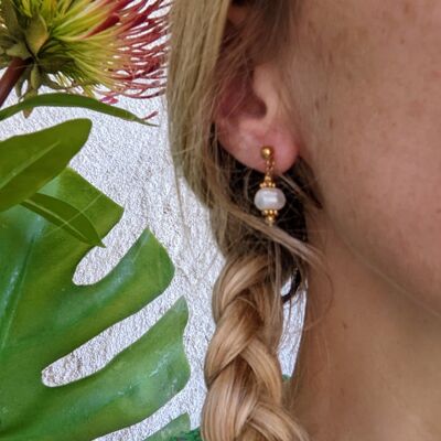 Boucles d'oreilles Jakarta - 2- Perle blanche