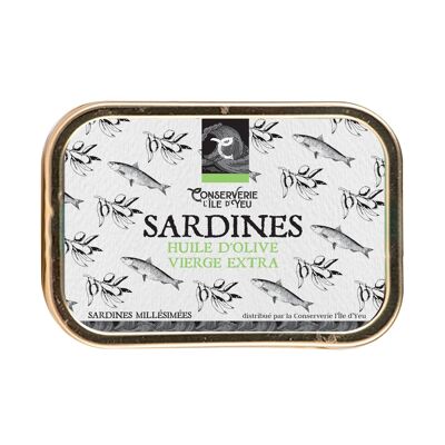 Box of vintage sardines in olive oil