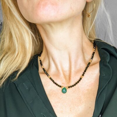Marrakech necklace - Shades of black and green