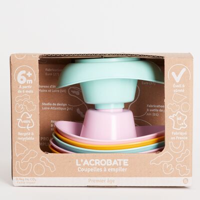 The Acrobat - Multi-color cups - Stackable - Bath toy - 6 months + - Made in France