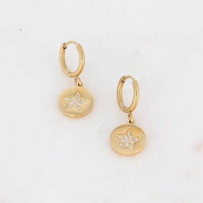 Lenka golden hoop earrings with white zirconium oxides