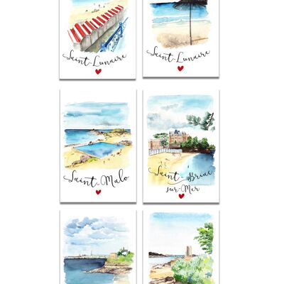 Set mit 6 Smaragdküsten-Kunstkarten