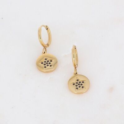 Lenka gold hoop earrings with black cubic zirconia