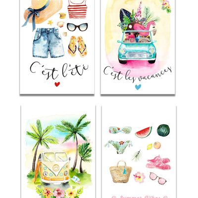 Lot of 4 Art Cards around Summer