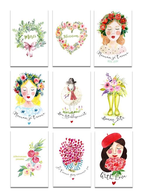 Lot 9 Cartes d'Art pour toutes les occasions