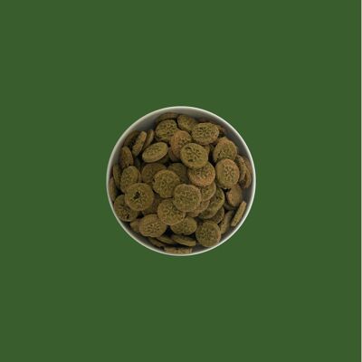 Restos - golosinas orgánicas para perros - Espinacas y Kelp A GRANEL / 400g