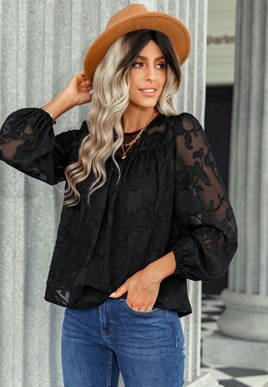 Sheer Floral Detail Blouse
