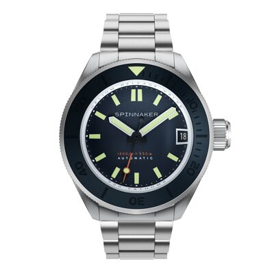 SP-5098-22 Japanese Spinnaker Automatic Men's Watch - Stainless Steel Bracelet - 3 Hands with Date, Rotating Bezel
