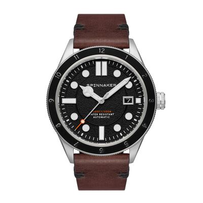 SP-5096-01 - Spinnaker Japanese automatic men's watch - Leather strap - 3 hands with date, rotating bezel