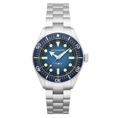 SP-5097-22 - Spinnaker Japanese automatic men's watch - Stainless steel + leather strap - 3 hands, unidirectional rotating bezel