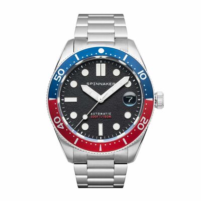 SP-5100-11 - Japanese Spinnaker automatic men's watch - Stainless steel bracelet - 3 hands with date, rotating bezel