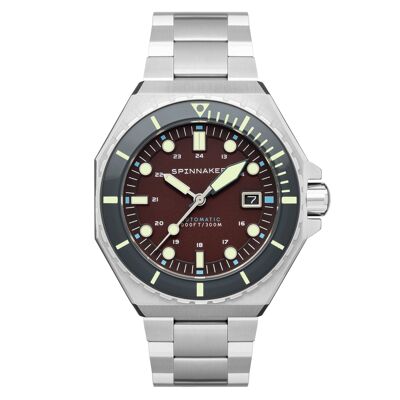 SP-5081-AA - Japanese Spinnaker Automatic Men's Watch - Stainless Steel Bracelet - 3 Hands with Date, Rotating Bezel