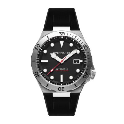 SP-5083-01 - Spinnaker Japanese automatic men's watch - Silicone strap - 3 hands with date, rotating bezel