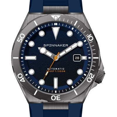 SP-5083-02 - Spinnaker Japanese automatic men's watch - Silicone strap - 3 hands with date, rotating bezel