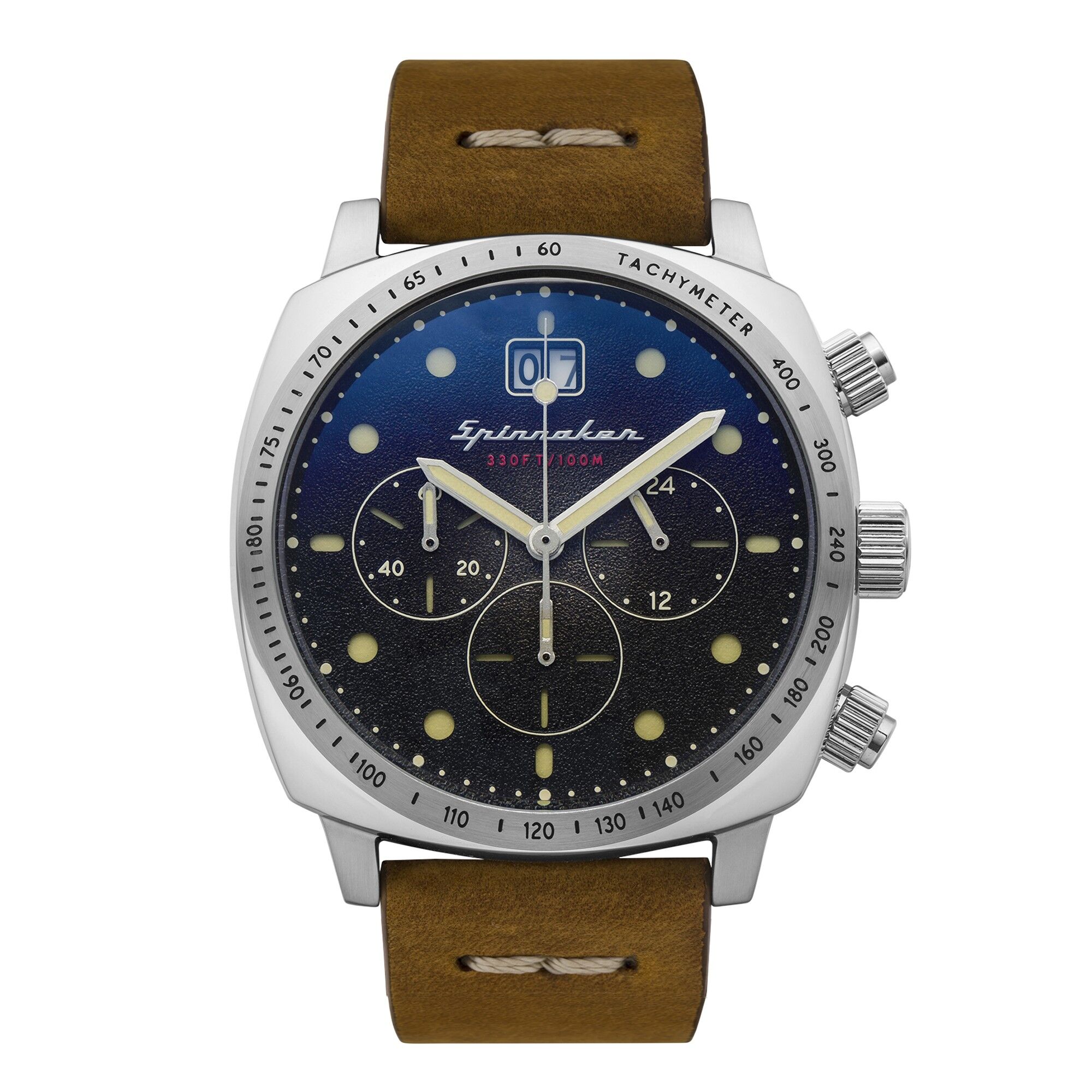 SP-5068-01 – Japanische Spinnaker-Mecha-Quarz-Chronograph für Herren – Handgenähtes Echtlederarmband – 3 Zeiger mit Datum