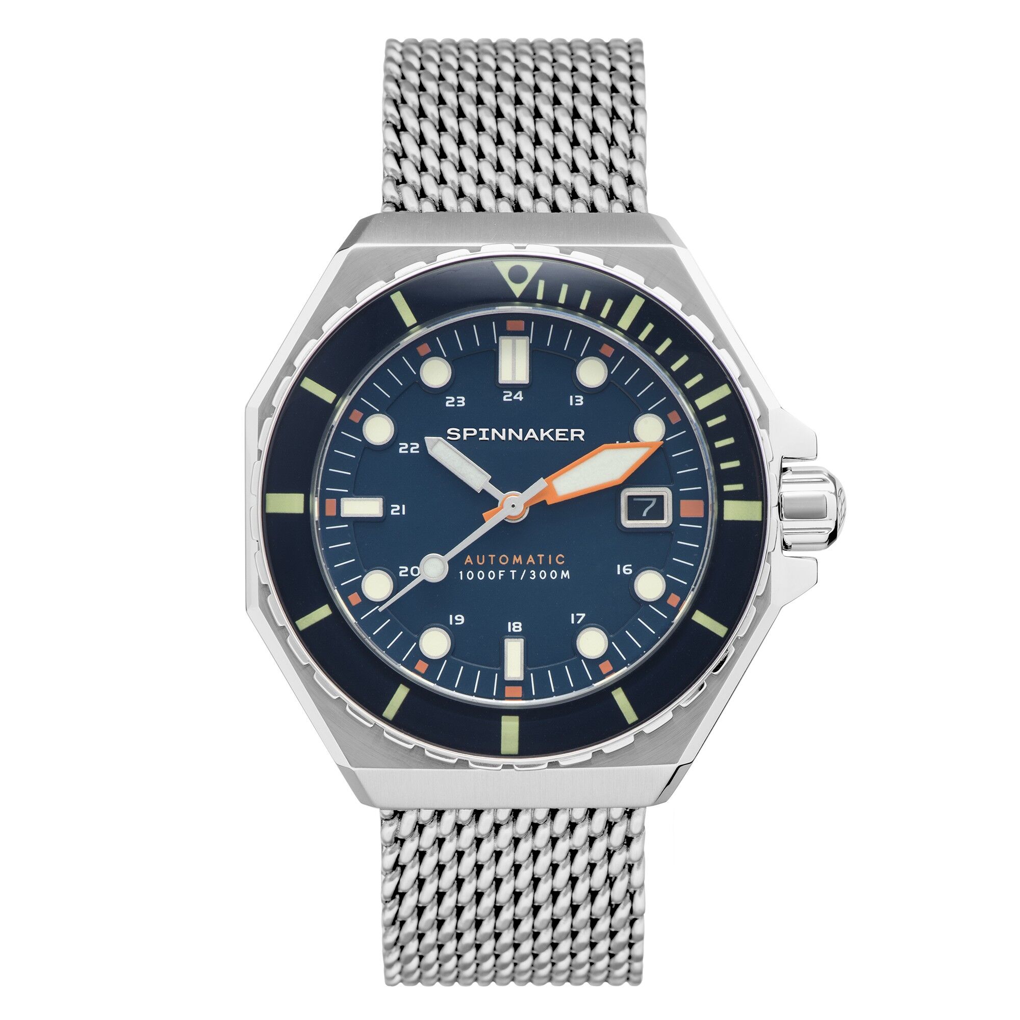 SP-5081-22 - Orologio da uomo automatico giapponese Spinnaker - Bracciale a maglie in acciaio inossidabile - 3 lancette con data, vetro zaffiro