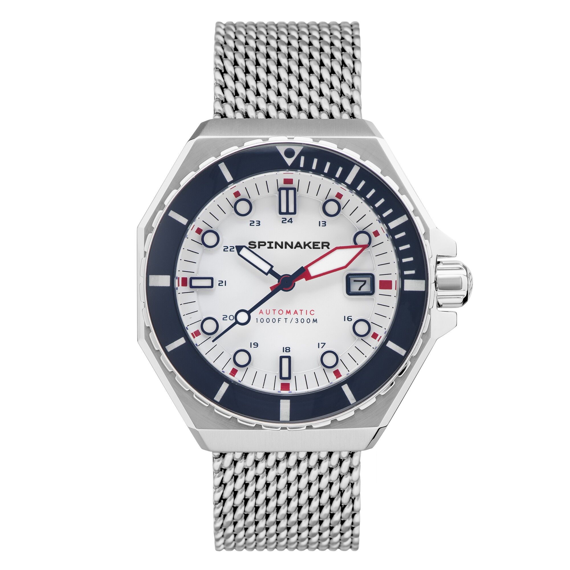 SP-5081-33 - Orologio da uomo automatico giapponese Spinnaker - Bracciale a maglie in acciaio inossidabile - 3 lancette con data, vetro zaffiro