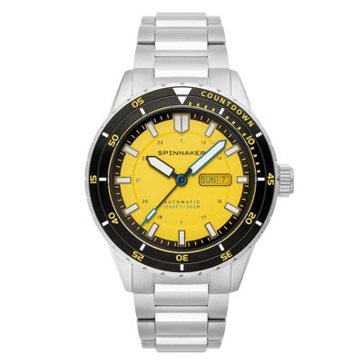 SP-5099-33 - Spinnaker Japanese Automatic Men's Watch - Stainless Steel Bracelet - 3 Hands with Date and Day, Unidirectional Bezel