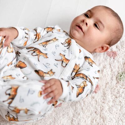 Unisex fox print babygrow