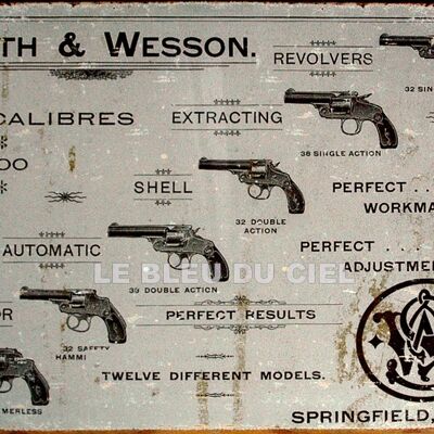 Smith and Wesson revólveres placa de metal