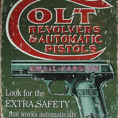 Placa metalica Revólver Colt Extra Safety