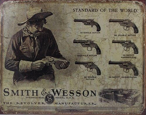 Plaque metal Révolvers Smith et Wesson.