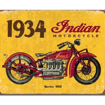 Placa metalica INDIAN MOTOCICLETAS 1934