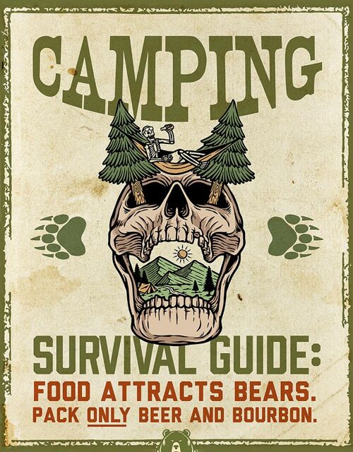 Plaque metal CAMPING SURVIVAL GUIDE