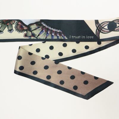 silk scarf | SMART NECKTIE | Motif Space Lace | with statement | 90x6cm