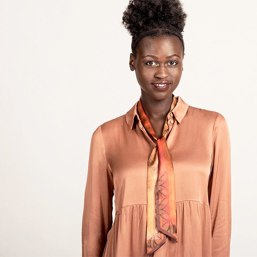 silk scarf | CHARMING WAISTIE | Motif Deep Ocean | with statement | 130x6cm